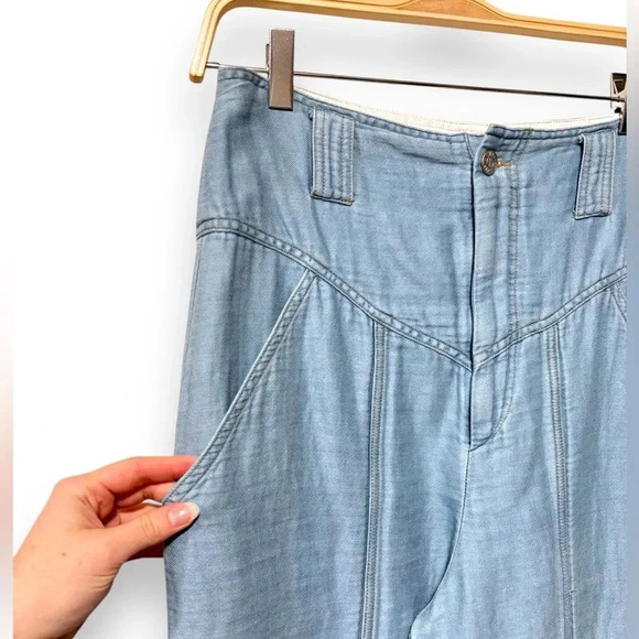 NWT Isabel Marant Kaori High Waist Gauze Cotton Linen Trousers Size 8 - Picture 8 of 10